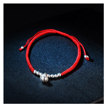 Sterling Silver Tibetan Wind Bell Red Rope Bracelet
